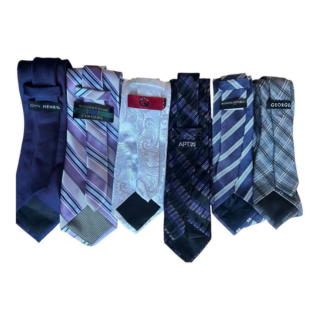 John Henry Banana Republic Name Brand Men’s Ties Polyester 6 Neckties NWOT